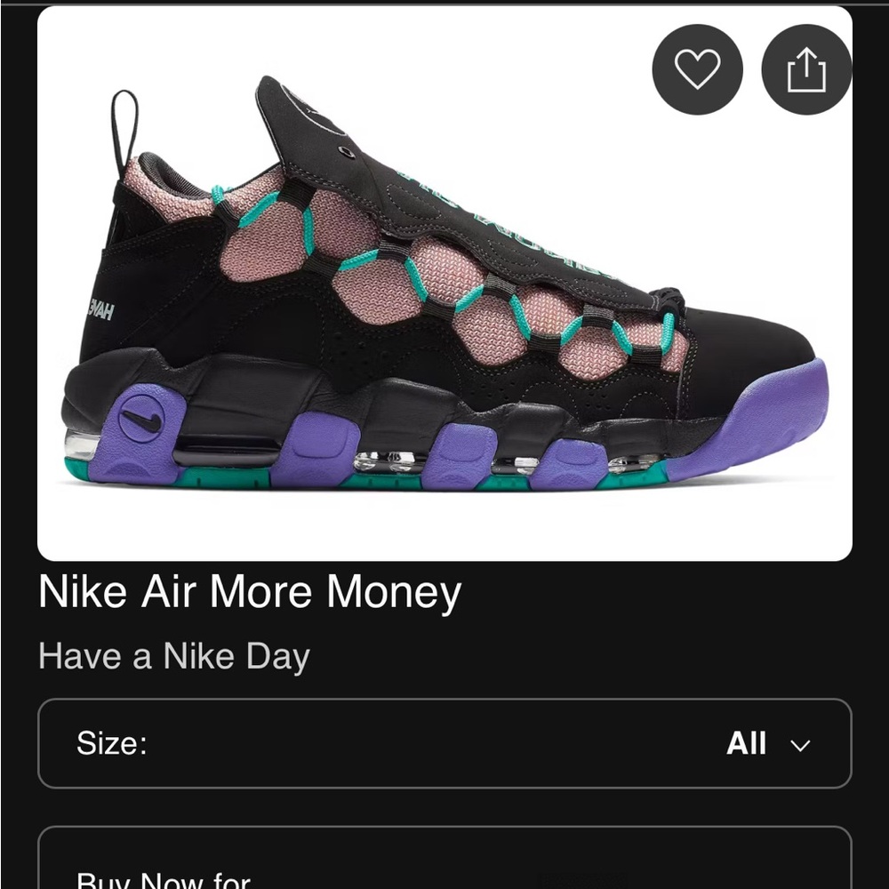Nike Air More Money in Black, Purple, and Teal